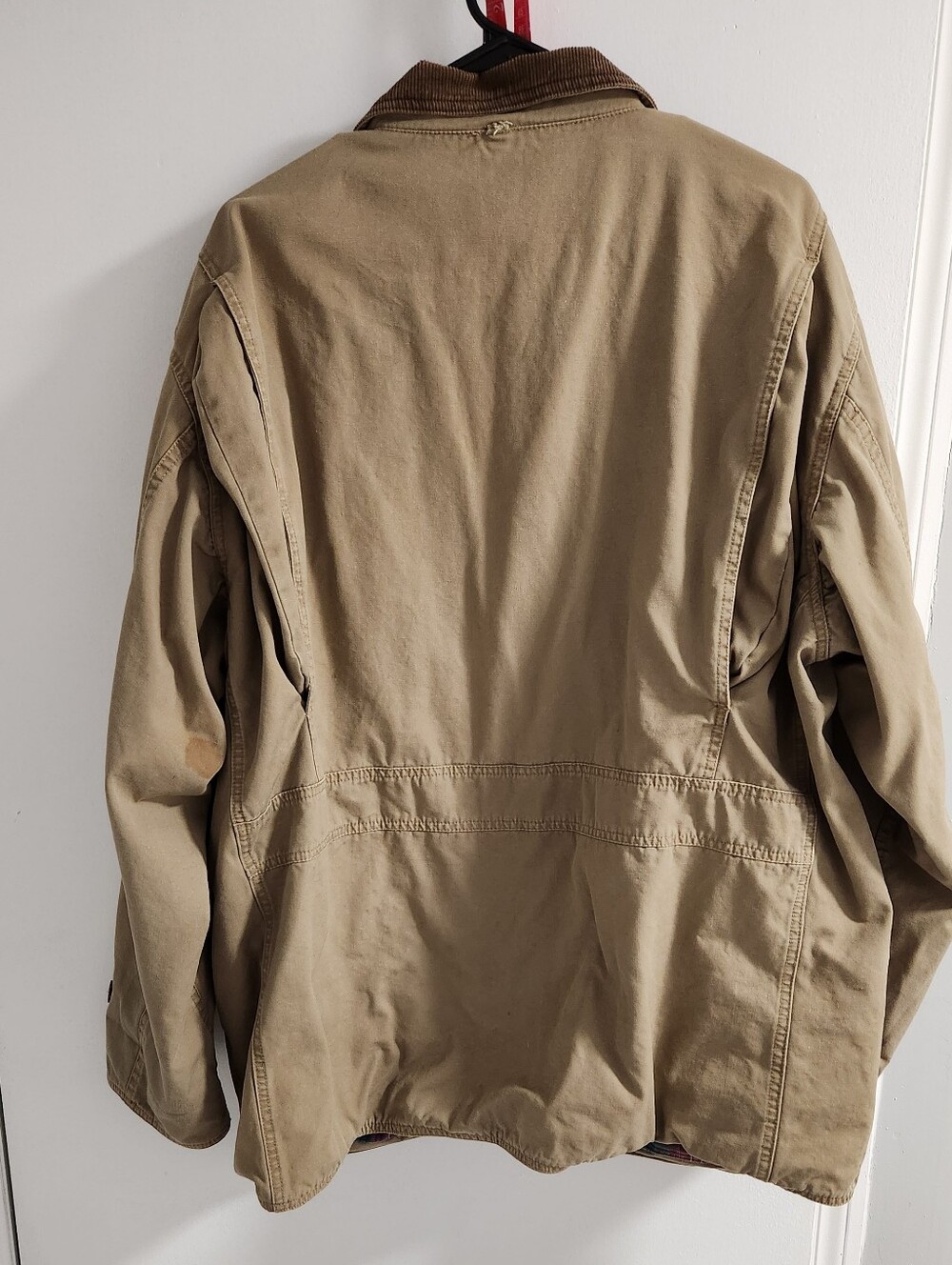 American Eagle Outfitters Tan Field Jacket with Brown Corduroy Collar, Size L - Picture 2 of 8